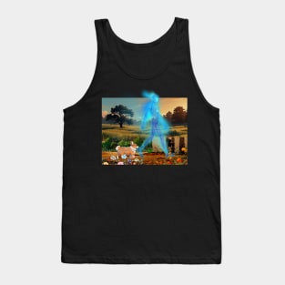 Corgi With Ghost Apparition Tank Top